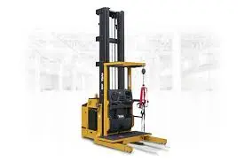 Yellow order picker forklift machine
