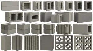 concrete block types used in construction including solid, hollow, and aerated concrete blocks