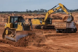 Heavy machinery working on construction site