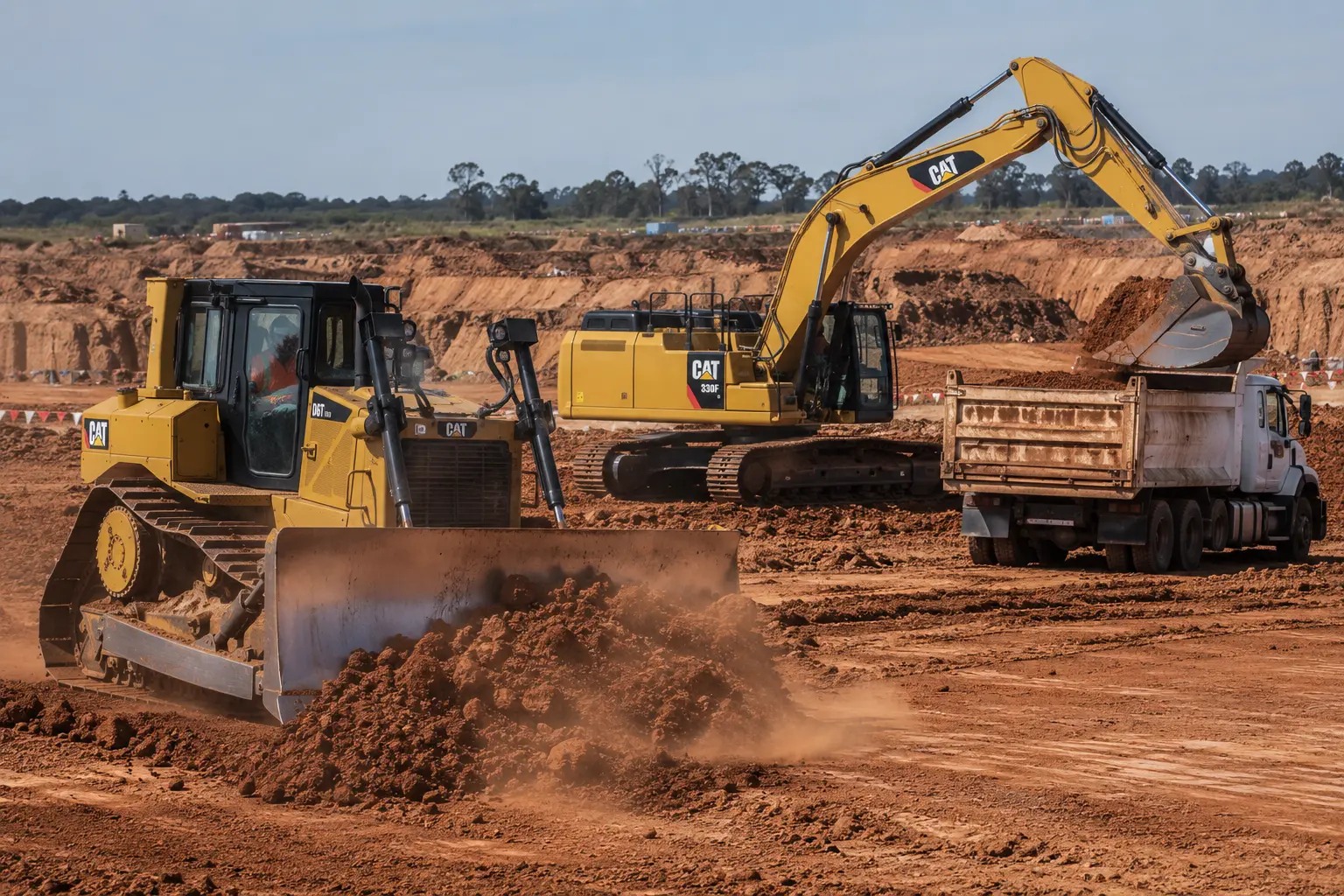 Heavy machinery working on construction site