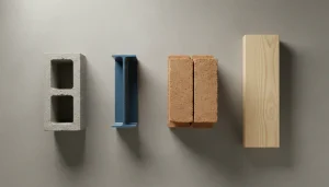 building materials for house construction including concrete block steel brick and timber comparison