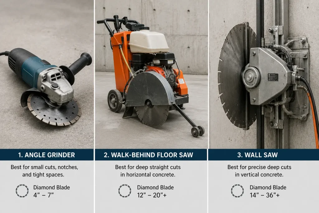 Concrete cutting tools comparison